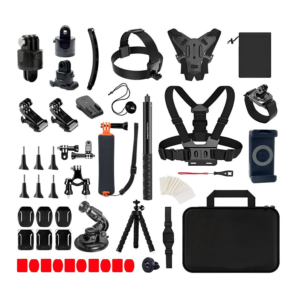 Sport Camera Accessories Kits Suitable for GoPro Accessories 57 In-1 Set Insta DJI Cycling Stand Chest Head with Phone Clip Set