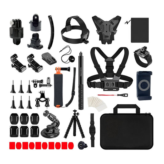 Sport Camera Accessories Kits Suitable for GoPro Accessories 57 In-1 Set Insta DJI Cycling Stand Chest Head with Phone Clip Set