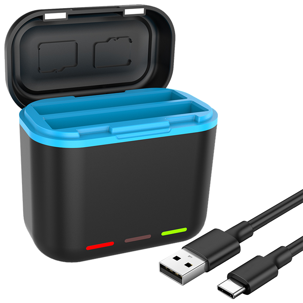 Hongdak Dual Battery Charger & SD Card Reader for Insta 360 One X3 - Fast Charging  USB Type-C  Portable Design